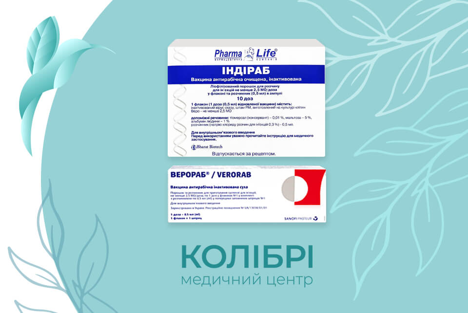 Вакцинація від сказу антирабічною вакциною Індіраб або Верораб, зробити щеплення від сказу в медичному центрі Колібрі у Києві